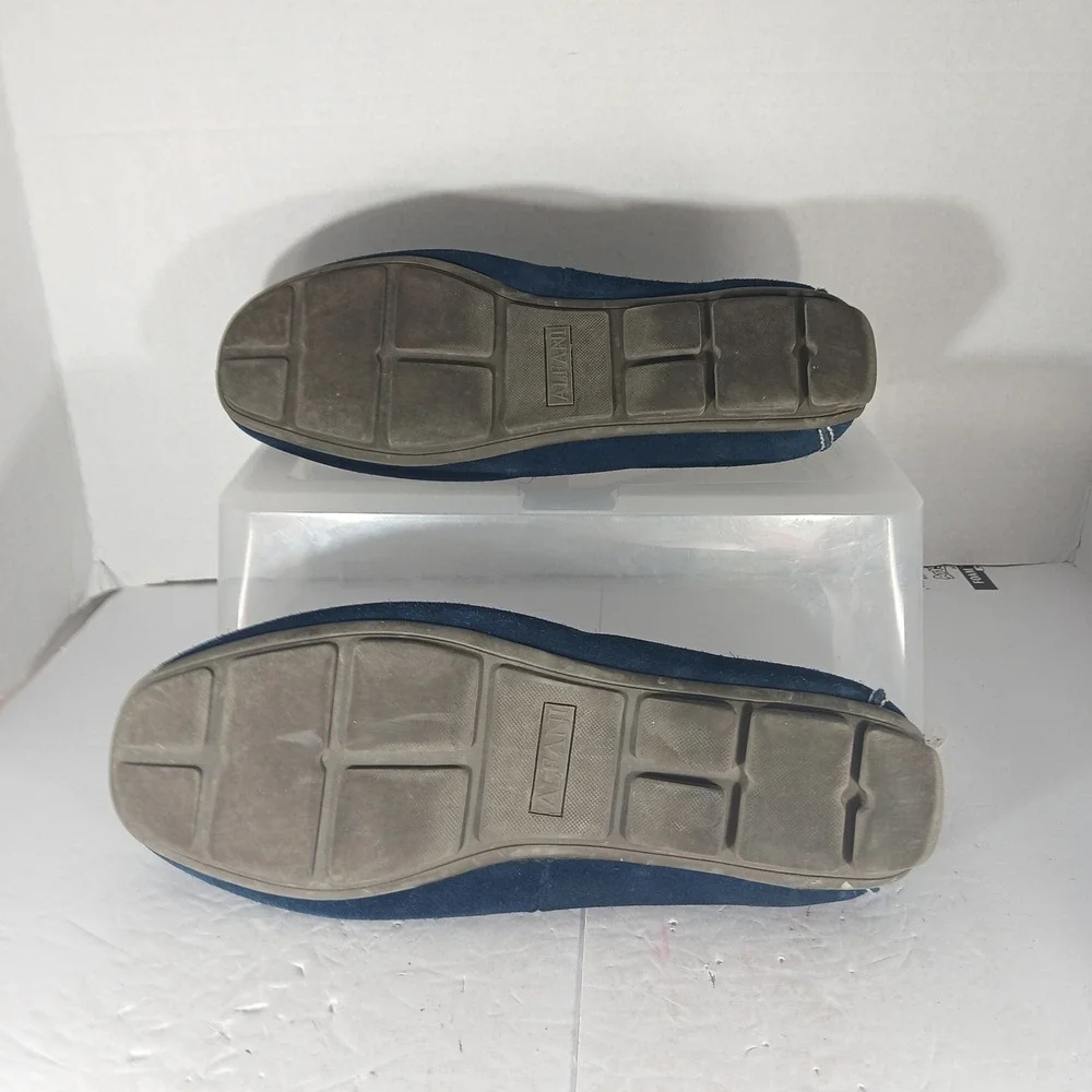 Alfani James Loafers 10.5M Navy Blue Suede Bit Driving Shoes Preppy Nautical
